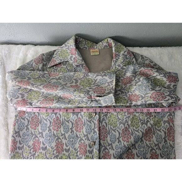Vintage Ample Jogs Pastel Floral House Coat Jacket Button Down Large Grannycore - Picture 9 of 11